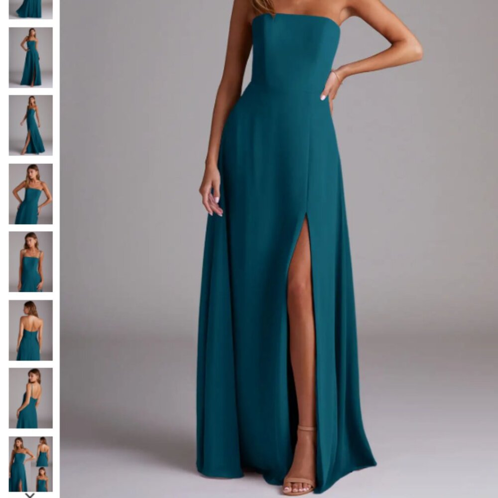 Ink Blue A-Line Side Slit Chiffon Convertible Dress - NWT